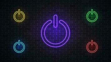 Glowing power button neon icon. vector