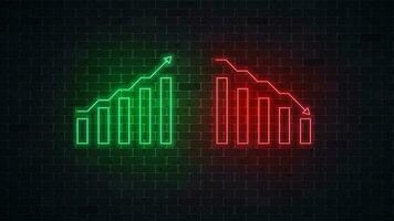 Neon dynamics of course online graphics. Trade arrow. Vector Illustration