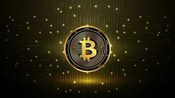 Bitcoin. Digital golden coin. Cryptocurrency. Vector illustration.