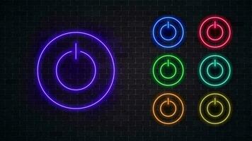 Glowing power button neon icon. vector