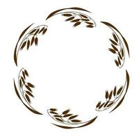 Circle of ears of oats. Frame from cereal stalks. Grass wreath silhouette vector