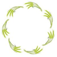 Round frame made of ears of wheat. Border from cereal plants. Ornament for the design of flour products. vector