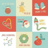 Merry Christmas  set of badge, label design with lettering vector