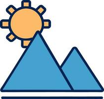 icono de montaña y sol vector