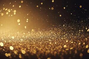 Abstract shiny light and gold particle background. . photo