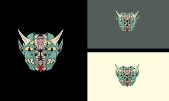 head devil with horn zombie vector mascot design