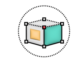 a cube with a square in the middle and a circle around it png