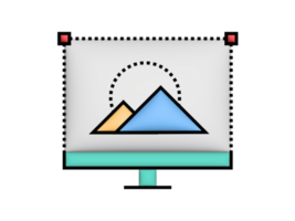 un' computer tenere sotto controllo con un' montagna su esso png