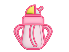 3d baby bottle icon in cartoon style png