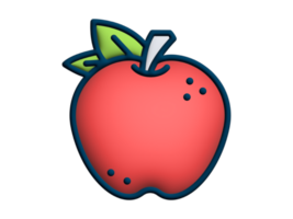 3d cartoon apple on transparent background png