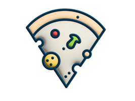 3D pizza slice icon on transparent background png