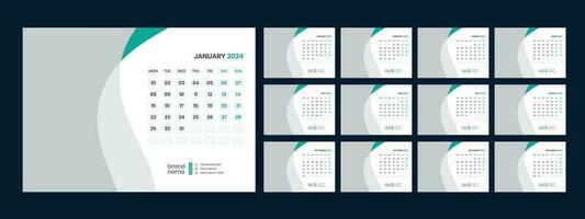 Vector desk calendar template 2024