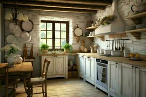 moderno cocina interior diseño en Departamento o casa con mueble. lujo cocina hogar escandinavo concepto por ai generado foto