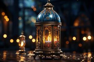 Eid mubarak and ramadan kareem greetings with islamic lantern and mosque. Eid al fitr background. Eid al fitr background of window concept by photo