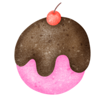 Donut with chocolate and cherry png