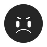 Angry emoticon flat monochrome isolated vector object. Hate, dislike reactions. Angry face emoji. Editable black and white line art drawing. Simple outline spot illustration for web graphic design