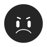 Angry emoticon flat monochrome isolated vector object. Hate, dislike reactions. Angry face emoji. Editable black and white line art drawing. Simple outline spot illustration for web graphic design