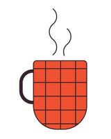 Hot drink in coffeecup flat line color isolated vector object. Fragrant beverage. Editable clip art image on white background. Simple outline cartoon spot illustration for web design