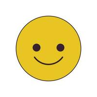 Positive smiling emoticon flat line color isolated vector object. Editable clip art image on white background. Simple outline cartoon spot illustration for web design