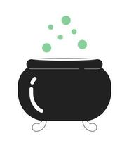 Witches brew in cauldron monochrome flat vector object. Boiling poison with bubbles. Editable black and white thin line icon. Simple cartoon clip art spot illustration for web graphic design