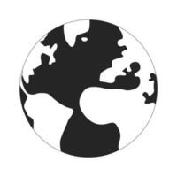 Earth flat monochrome isolated vector object. Livable planet with continents. Editable black and white line art drawing. Simple outline spot illustration for web graphic design