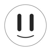 Surreal emoji flat monochrome isolated vector object. Psychedelic emoticon. Distorted eyes smile. Editable black and white line art drawing. Simple outline spot illustration for web graphic design
