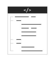 Open source code on web page flat monochrome isolated vector object. Web development. Editable black and white line art drawing. Simple outline spot illustration for web graphic design