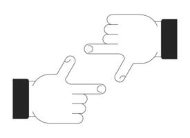 Finger framing flat monochrome isolated vector object. Focus gesture. Hand frame. Perspective. Editable black and white line art drawing. Simple outline spot illustration for web graphic design