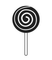 Lollipop candy monochrome flat vector object. Lollipop sweets. Halloween candy. Sweet food. Editable black and white thin line icon. Simple cartoon clip art spot illustration for web graphic design