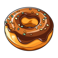 chocolate frosted donut clip art illustration. Transparent background. png