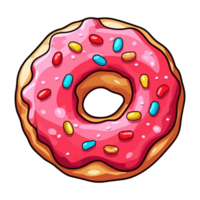 cherry almond donut sticker. Transparent background. Generative Ai png