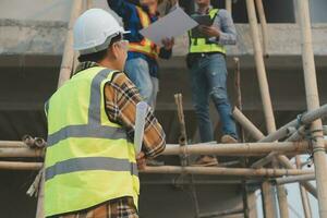 aerial view of construction worker in construction site photo