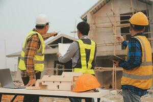 aerial view of construction worker in construction site photo