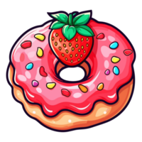 strawberry champagne donut sticker. Transparent background. Generative Ai png