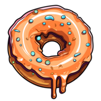 salted caramel donut sticker. Transparent background. png