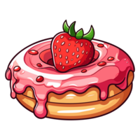 strawberry champagne donut clip art illustration. Transparent background. Generative Ai png