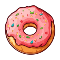 cherry almond donut sticker. Transparent background. Generative Ai png