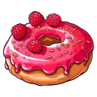 raspberry filled donut clip art illustration. Transparent background. Generative Ai png