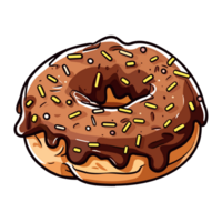 chocolate frosted donut clip art illustration. Transparent background. png