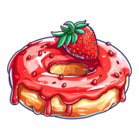 strawberry champagne donut clip art illustration. Transparent background. Generative Ai png