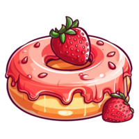 strawberry champagne donut clip art illustration. Transparent background. Generative Ai png