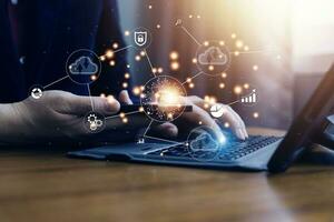 Digital transformation change management, internet of things. new technology bigdata and business process strategy, automate operation, customer service management, cloud computing, smart industry photo