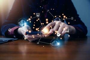 Digital transformation change management, internet of things. new technology bigdata and business process strategy, automate operation, customer service management, cloud computing, smart industry photo