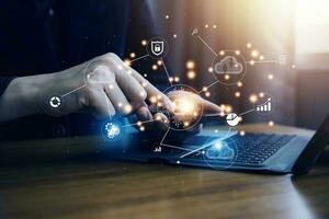 Digital transformation change management, internet of things. new technology bigdata and business process strategy, automate operation, customer service management, cloud computing, smart industry photo