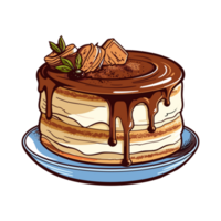 tiramisu cake clip art illustration. Transparent backgrund. Generative Ai png