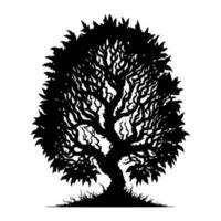 Halloween Scary Trees Silhouette Vector, Scary Tree black outline vector on white background