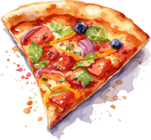 Clipart of Fresh Pizza with Various Toppings Illustration AI Image Generative png