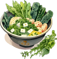 Veggie soup illustration Ai Generative png