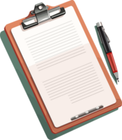 Clipboard with paper and pen clipart AI Generative Image png