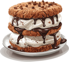 Ice cream sandwich illustration ai generative image png